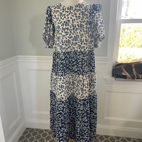 ENGISH FACTORY FLORAL COLOR BLOCK MIDI DRESS SIZE S! - Picture 4 of 9
